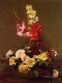 Gladiolas y rosas pintor de flores Henri Fantin Latour